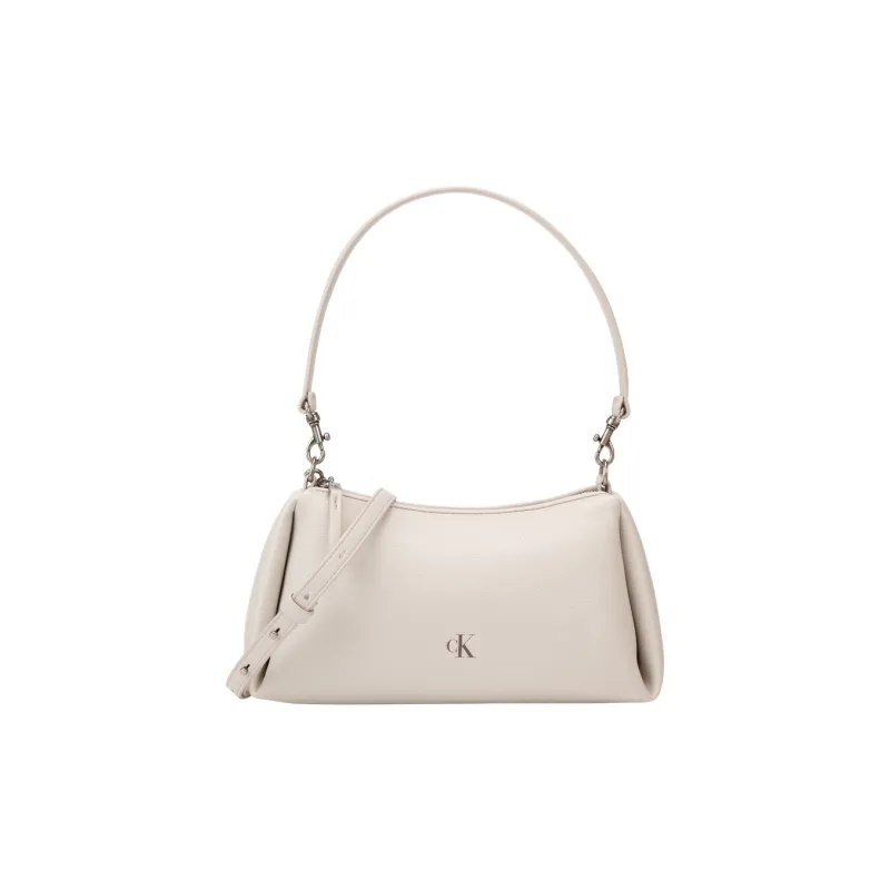 CALVIN KLEIN Blended Material Shoulder Bag Medium Size Women's Moon White-0