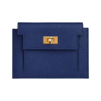 HERMES Kelly Pocket Epsom Calfskin Wallet Women's 73 Bleu Saphir Sapphire Blue