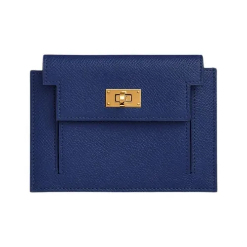 HERMES Kelly Pocket Epsom Calfskin Wallet Women's 73 Bleu Saphir Sapphire Blue