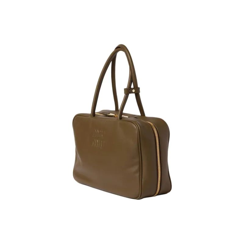 MIU MIU Beau Calfskin Bowling Bag, Shoulder Bag, Handbag Large Size Women's Tundra Green-1