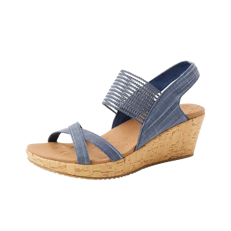 Skechers Cali Beverlee Beach Sandals Women's Marine Blue Loose Fit-1