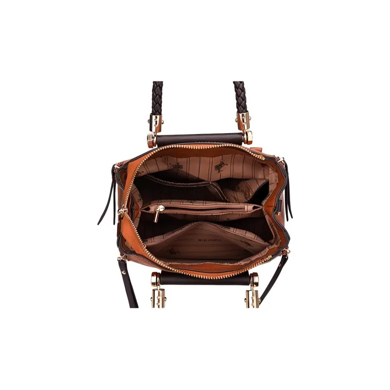 PAYOT Microfiber Synthetic Leather Shoulder Bag Crossbody Bag Handbag Women's Brown-4