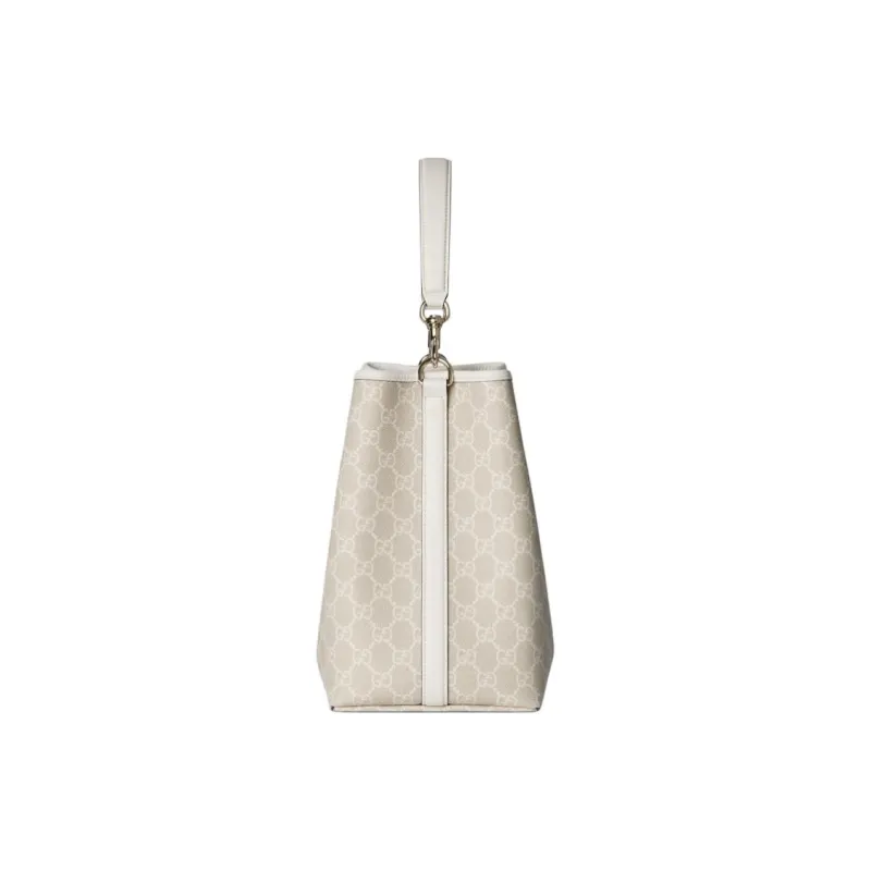 GUCCI GG Emblem GG Monogram Coated Canvas One Shoulder Handbag Trumpets Women's Beige & White-4
