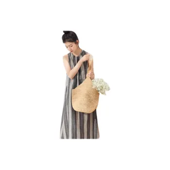 ZIMO Sleeveless Dress Women's Gray Stripes