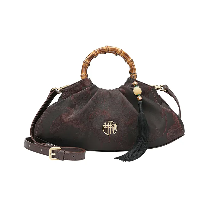 Ancient Yi Xi Handbags Dark Red Brown-4