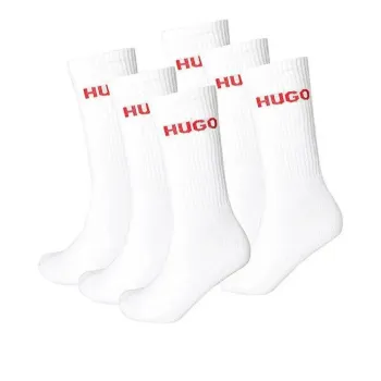 HUGO BOSS Six-Pack Of Quarter-Length Socks With Logo Detail Mid-Calf Socks Men's 6 Pack White