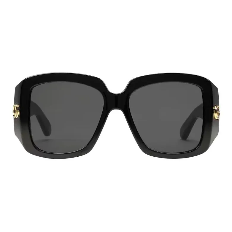 GUCCI Injection Molded Irregular Shape Sunglasses Women's Black-0