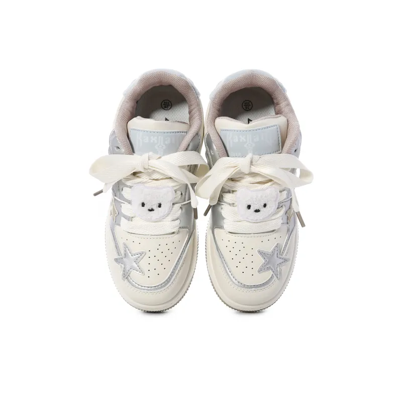 Lovely You Lightweight Low-Top Skateboard Shoes Women's Beige Silver-26