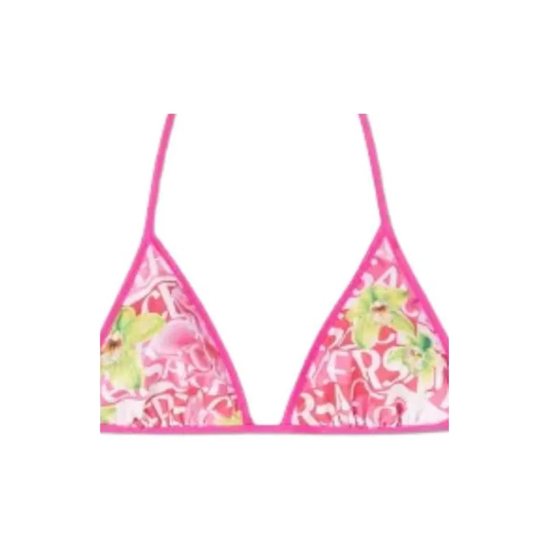 VERSACE Floral Logo print Bikini Top-2