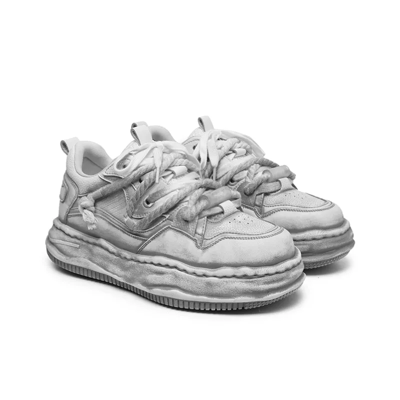 Angelmi Anti Slip Wear Resistant Low Top Skateboard Shoes Unisex White Gray-2