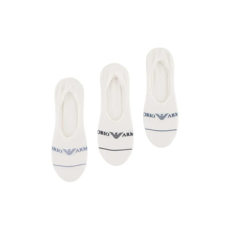 EMPORIO ARMANI SS25 No Show Socks Men's 3 Pack White-0