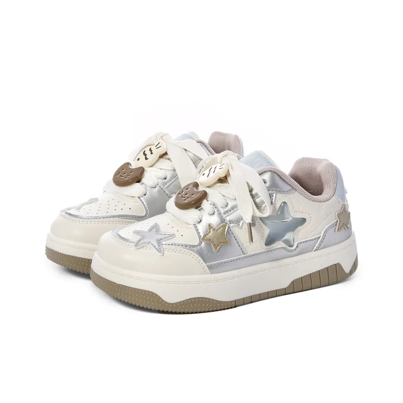 Lovely You Lightweight Low-Top Skateboard Shoes Women's Beige Silver-19