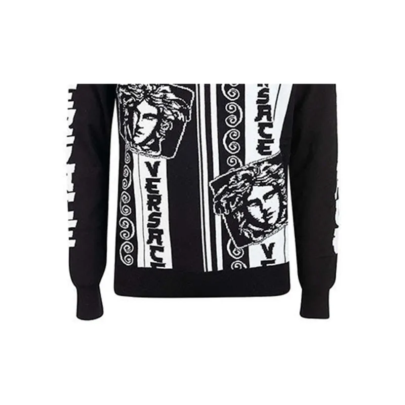 VERSACE Sweaters Men Black White-4