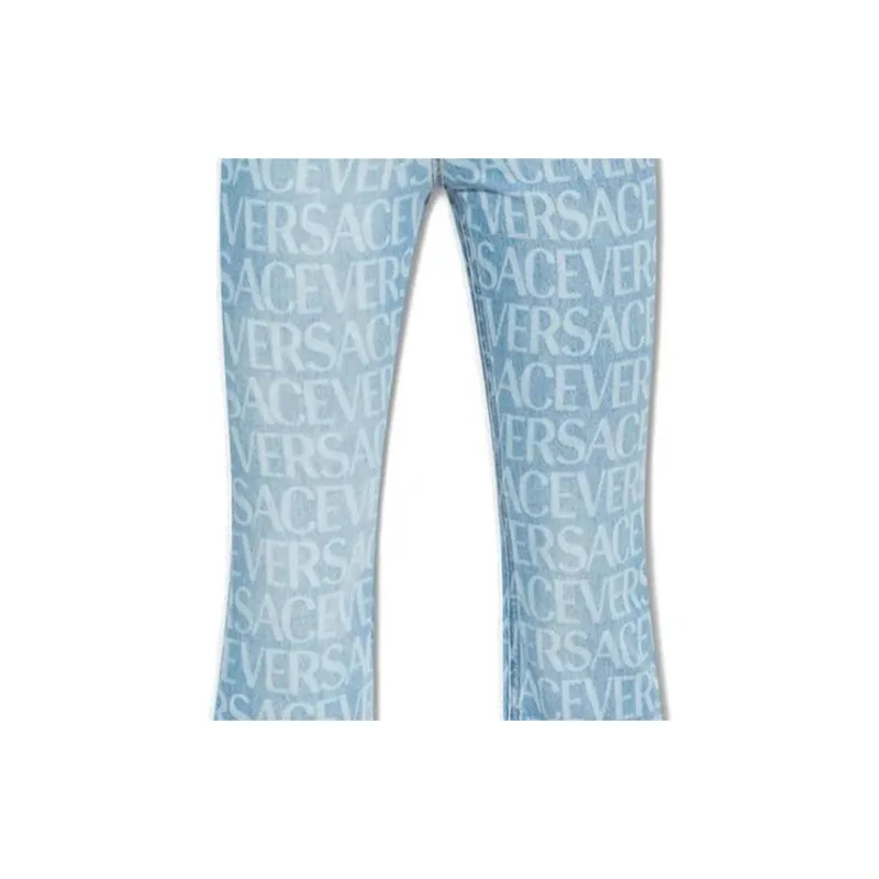 VERSACE Mid-rise Logo-print Bootcut Jeans-4