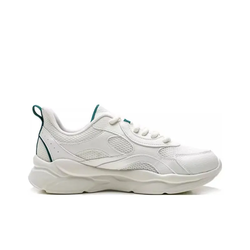 QIAODAN Non slip Wear resistant Shock Absorption Low Top Casual Running Shoes Men's White Green-1