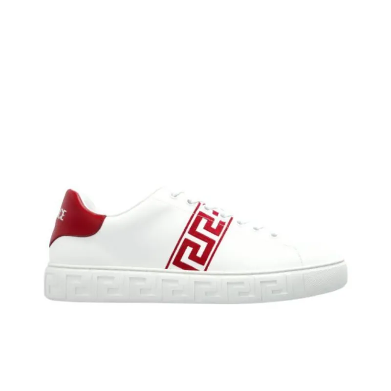 VERSACE Low Top Skateboard Shoes Women's White Red-1