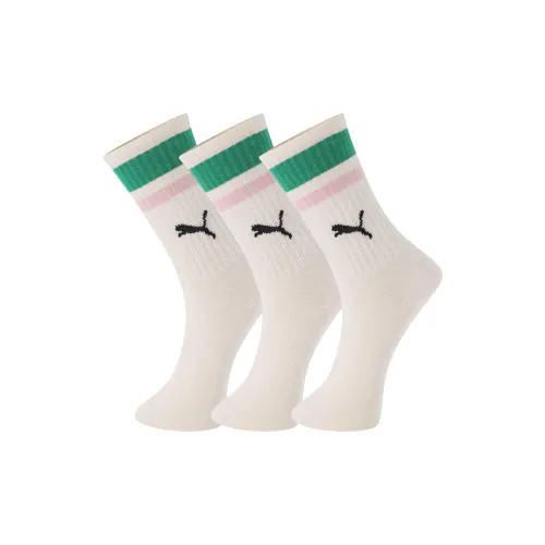 PUMA Knee High Socks Unisex 3 Pack Beige Yellow