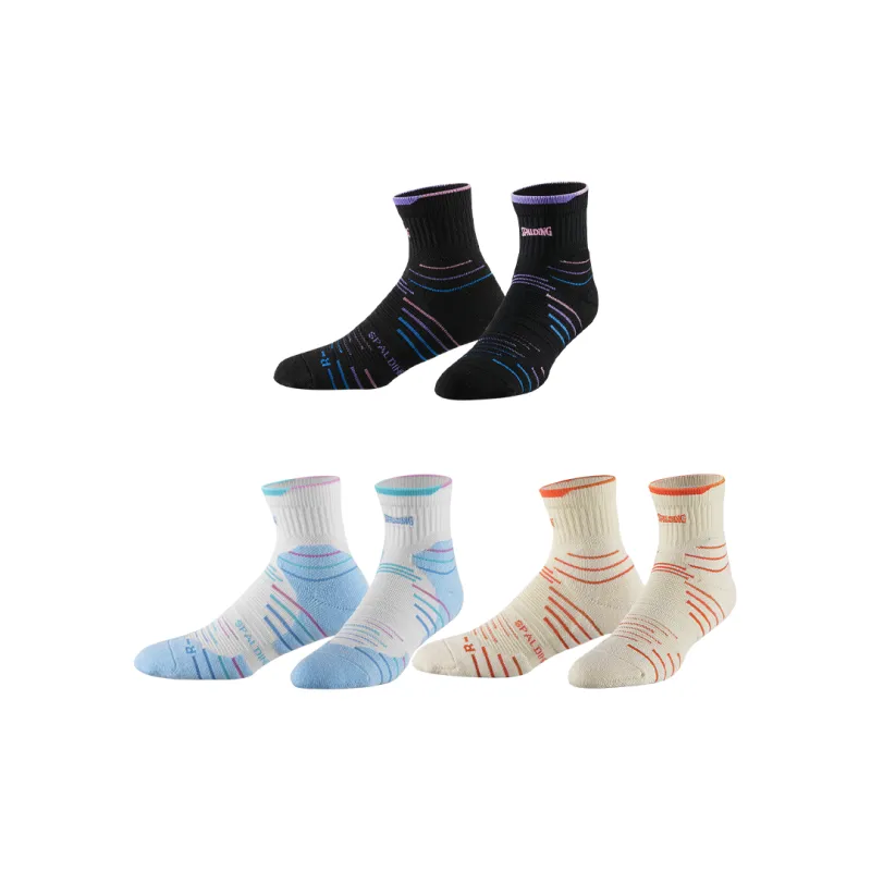 SPALDING Professional Basketball Socks Trendy Versatile Warm And Elite Compression Unisex 3 Pack White/Black-13