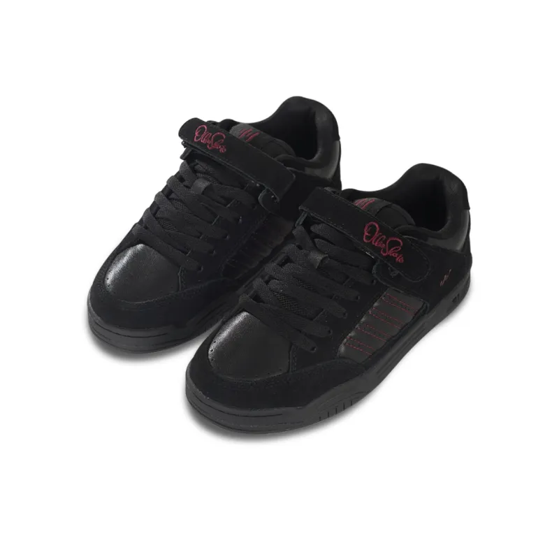 Ollieskate Wear Resistant Height Increasing Low Top Skateboard Shoes Unisex Black Red-2