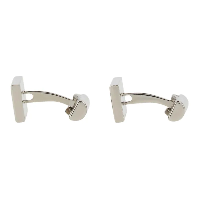 FERRAGAMO Brass Ceramic Enamel Cufflinks Men's Silver/Red-1