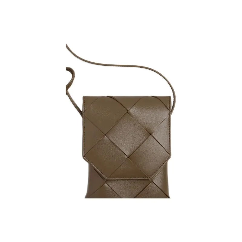 Bottega Veneta Cow Leather Cell Phone Pouch Unisex Seaweed Green & Volcanic Gray-2