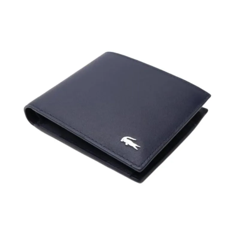 LACOSTE Leather Wallet Regular Men's Blue-3