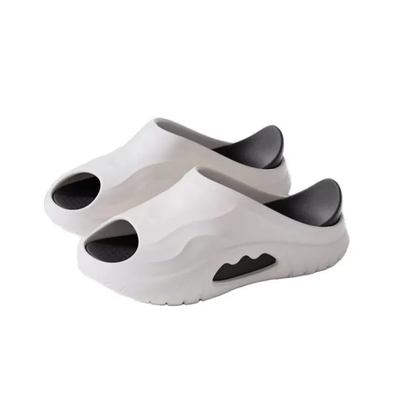 RUN MANNER Quiet Slip Resistant Odor Resistant Abrasion Resistant Slide Slippers Men's White-1