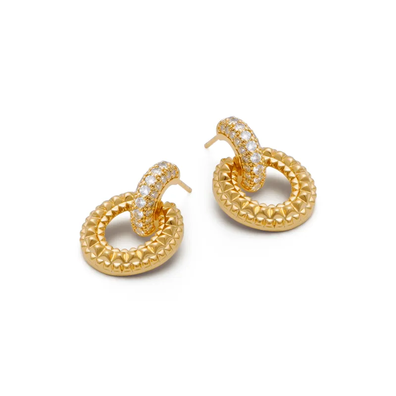 RSNY Gold Plated Copper Stud Earrings Women's-5