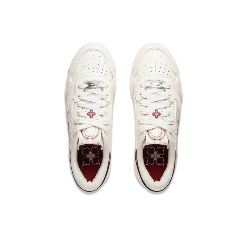LINING Moon White 3 Skateboard Shoes Men Low Top White Red-3
