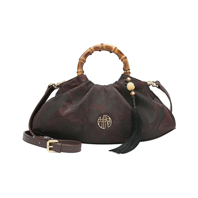Ancient Yi Xi Handbags Dark Red Brown-0