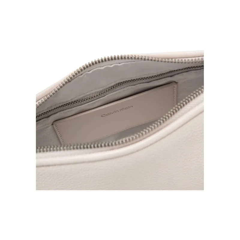 CALVIN KLEIN Blended Material Shoulder Bag Medium Size Women's Moon White-7