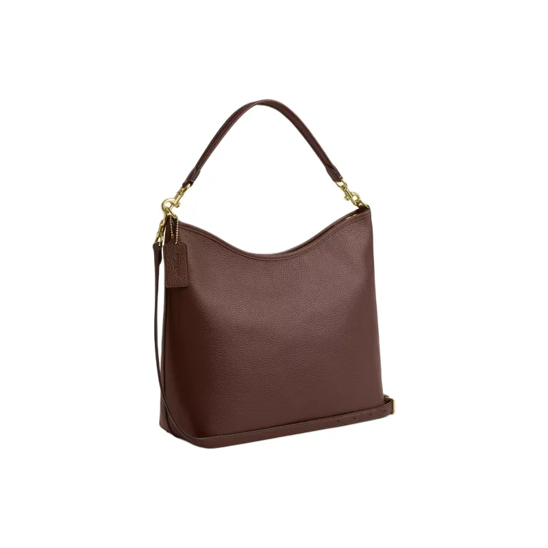 COACH Leather Shoulder Bag Women's Dark Brown-1