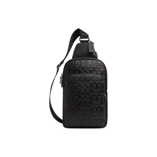 COACH ETHAN Calfskin Sling Bag Small Size Men's Black