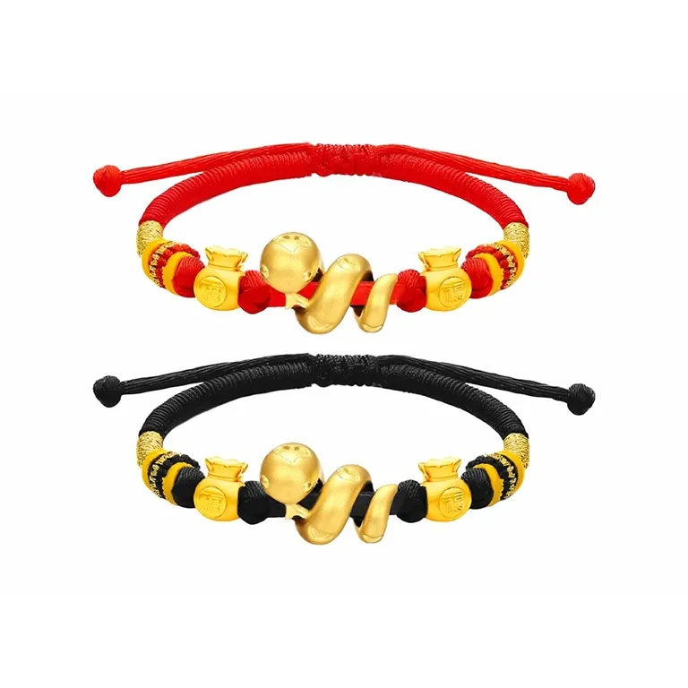 ZHIAIYONGHENG Everyday Commute Versatile Cute Cute Zodiac Snake Roll Solid Gold Fixed Price Gold Bracelet Unisex-6