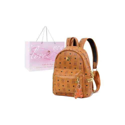MINLUBAOLUO PU+PVC Backpack Large Size Women
s Brown/Ecru/Pink