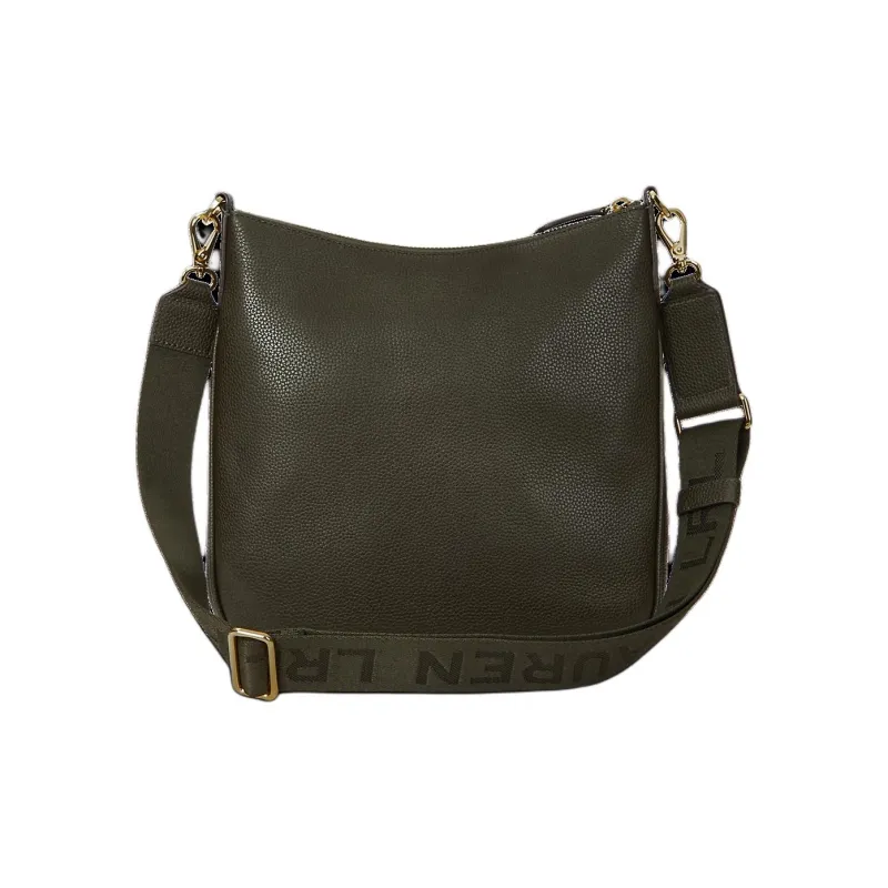 Ralph Lauren Cow Leather Shoulder Bag Crossbody Bag Large Size Women's Dark Green-2