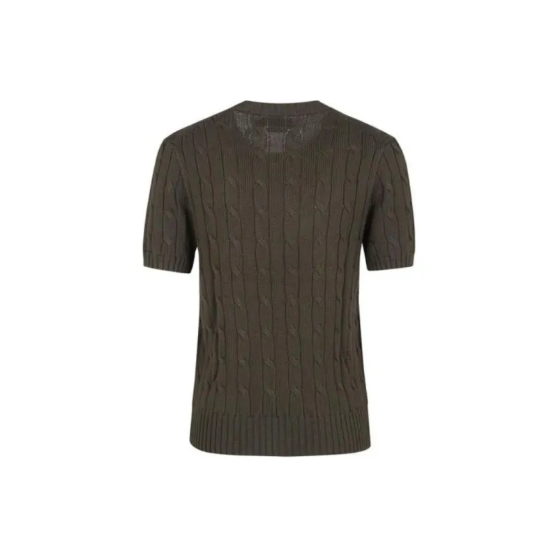 Polo Ralph Lauren Logo Embroidered Cable Knit Crewneck Top-1
