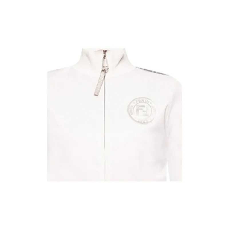 FENDI Ff Track Jacket 'White/Silver'-4