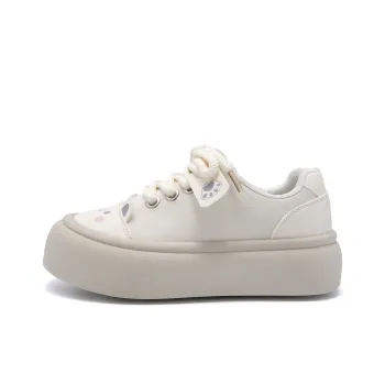 HUANQIU Height Increasing Wear Resistant Low Top Canvas Shoes Women's Beige