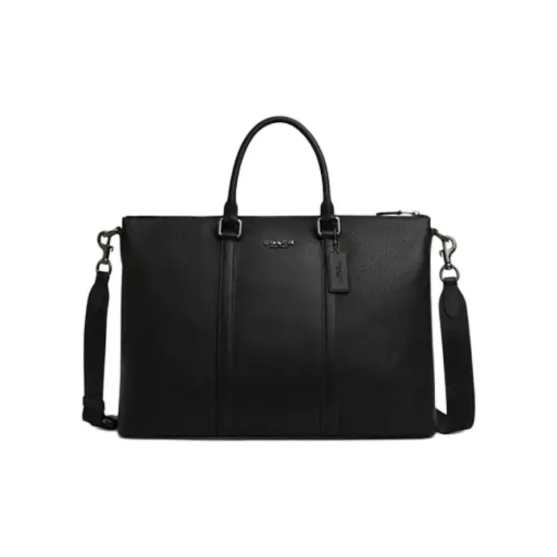 COACH Pebbled Leather Briefcase Tubas Men's Black-0