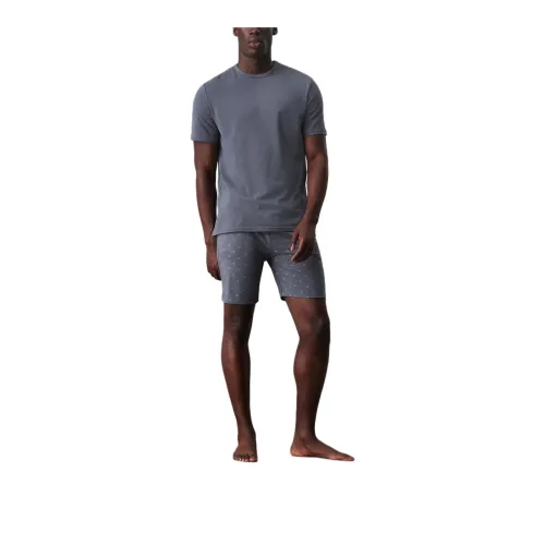 CALVIN KLEIN Pajama Set Europe Version Men's Blue Gray