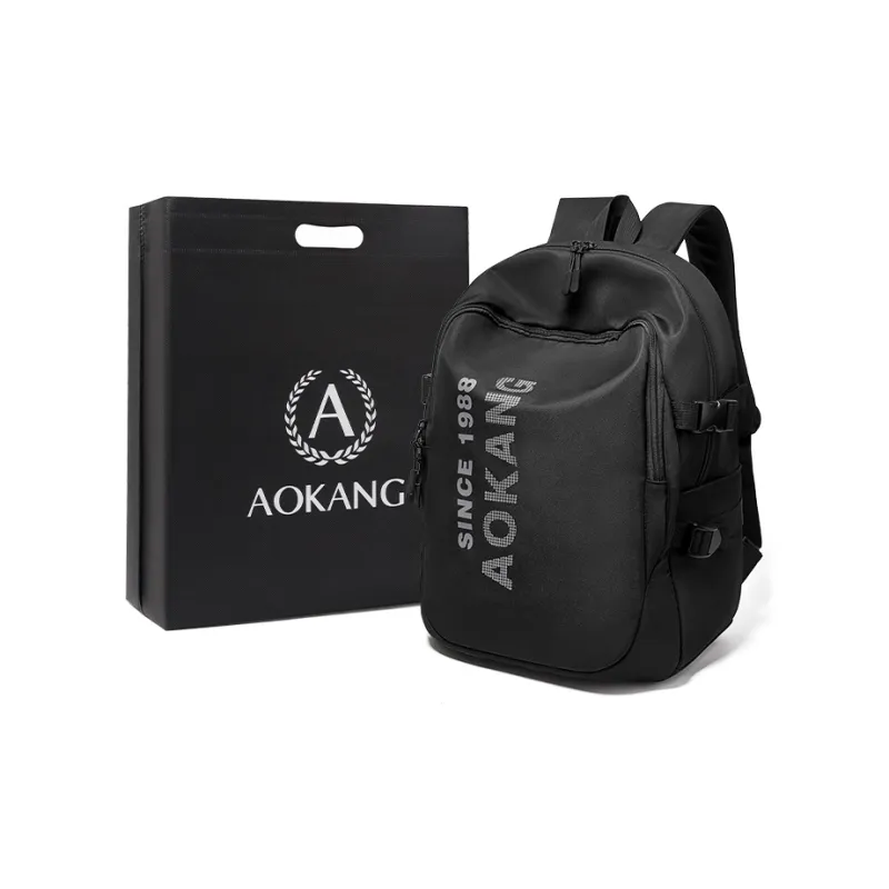 AOKANG Fabric Backpack, Laptop Bag, Travel Bag Large Size Unisex Ecru/Classic Black-4