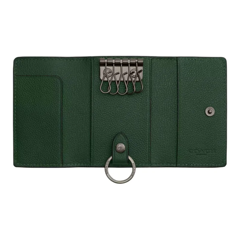 COACH Smooth Leather Key Pouch Women's Hunter Green-1
