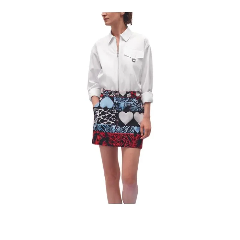 HERMES Denim Short Skirts Women's Red-2