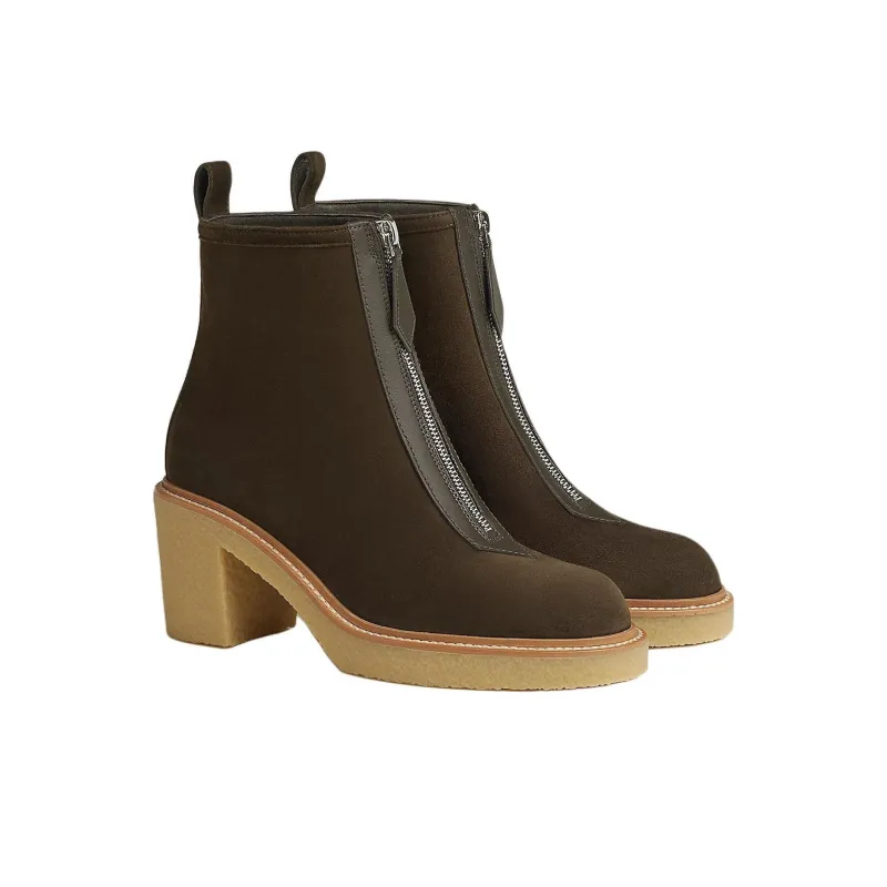 HERMES Kelly Ankle Boots 5.5cm Women's Dark Brown-2