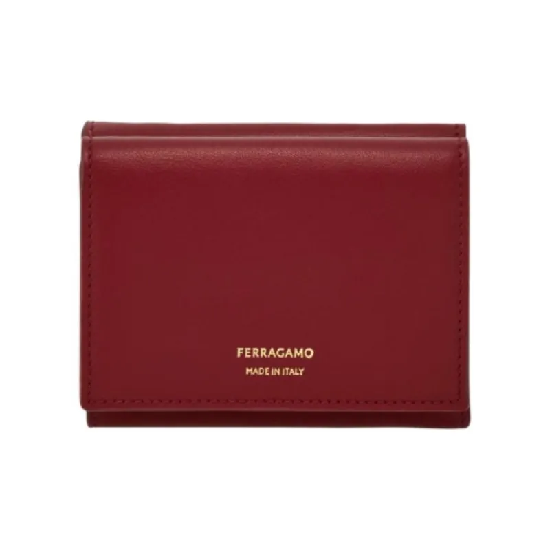 FERRAGAMO Calfskin Wallet Women's Red-0