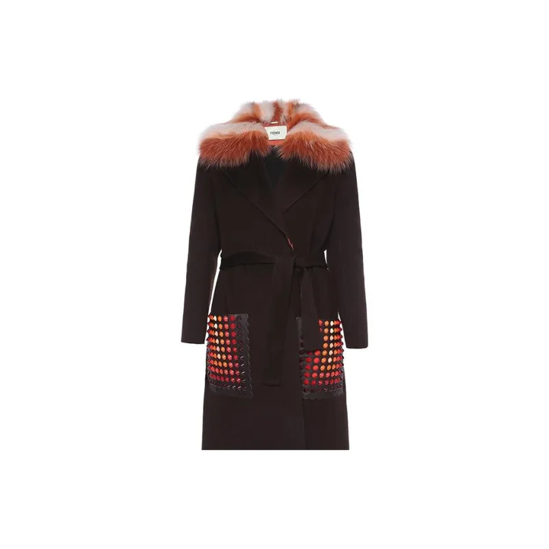 FENDI Velvet Jackets Women's Brown-3