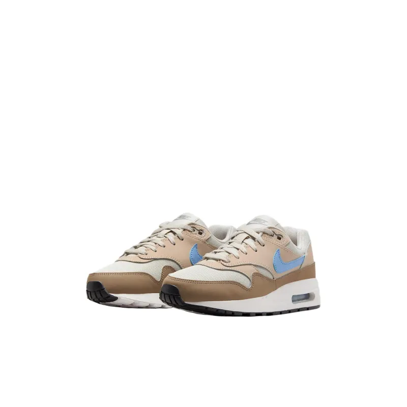 Nike Air Max 1 Low Top Kids Lifestyle Shoes Light Bone/Sand Drift/Khaki/Spiritual Blue Teenagers-2
