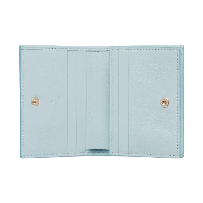 GUCCI Leather Wallet Mini Women's Light Blue-3