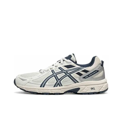 Asics Gel Venture 6 Anti Slip Wear Resistant Low Top Trail Running Running Shoes Men's White Blue